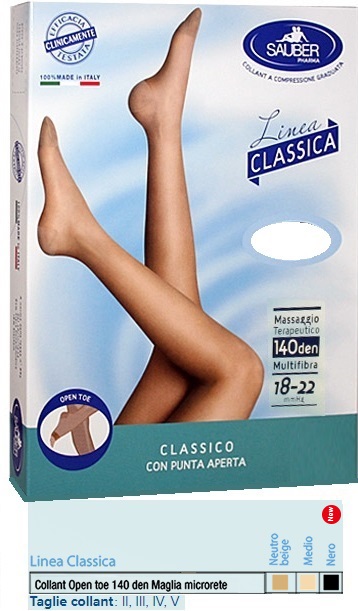 SAUBER COLLANT OPEN TOE MAGLIA MICRORETE 140 DEN COLORE NEUTRO BEIGE 5 LINEA CLASSICA - Farmafamily.it