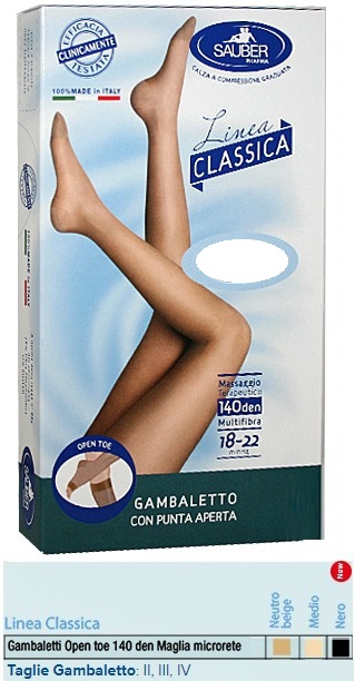 SAUBER GAMBALETTO OPEN TOE MAGLIA MICRORETE 140 DEN COLORE NEUTRO BEIGE TAGLIA 3 LINEA CLASSICA - Farmafamily.it