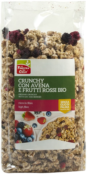 FSC CRUNCHY CON AVENA E FRUTTI ROSSI BIO AD ALTO CONTENUTO DI FIBRE CON OLIO DI GIRASOLE SENZA OLIO DI PALMA 375 G - Farmafamily.it