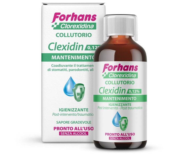 FORHANS COLLUTORIO CON CLOREXIDINA 0,12 CLEXIDIN SENZA ALCOOL 200 ML - Farmafamily.it