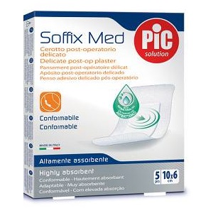 CEROTTO PIC SOFFIX MED IN TNT CON TAMPONE CENTRALE ASSORBENTE STERILE MONOUSO 10X6 CM ANTIBATTERICO 5 PEZZI - Farmafamily.it