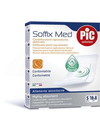 CEROTTO PIC SOFFIX MED IN TNT CON TAMPONE CENTRALE ASSORBENTE STERILE MONOUSO 10X8 CM ANTIBATTERICO 5 PEZZI - Farmafamily.it