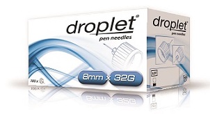 AGO PER PENNA DA INSULINA DROPLET 32 GAUGE 8 MM 100 PEZZI - Farmafamily.it
