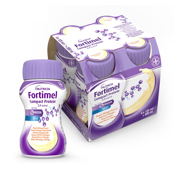 NUTRICIA FORTIMEL COMPACT PROTEIN GUSTO PESCA E MANGO 4 BOTTIGLIE DA 125 ML - Farmafamily.it