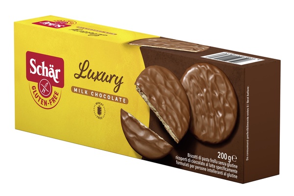 SCHAR LUXURY BISCOTTI DI PASTA FROLLA RICOPERTI DI CIOCCOLATO AL LATTE 200 G - Farmafamily.it