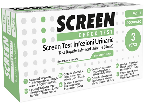 TEST PER L'INDIVIDUAZIONE RAPIDA DI LEUCOCITI SANGUE NITRITO E PROTEINA NELL'URINA SCREEN CHECK TEST INFEZIONI VIE URINARIE 3 PEZZI - Farmafamily.it