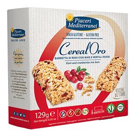 PIACERI MEDITERRANEI CEREALORO BARRETTA DI RISO CON MAIS E MIRTILLI ROSSI 6 PEZZI DA 21,5 G - Farmafamily.it