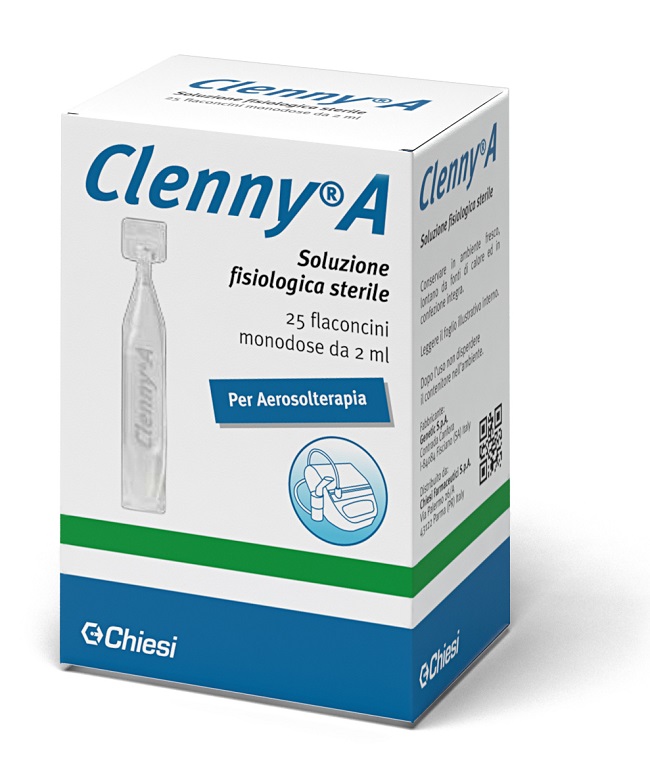 CLENNY A SOLUZIONE FISIOLOGICA STERILE PER AEROSOLTERAPIA 25 FLACONCINI MONODOSE DA 2 ML - Farmafamily.it