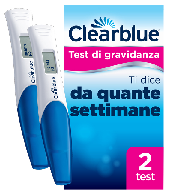 TEST DI GRAVIDANZA CLEARBLUE CON INDICATORE DELLE SETTIMANE 2 PEZZI - Farmafamily.it
