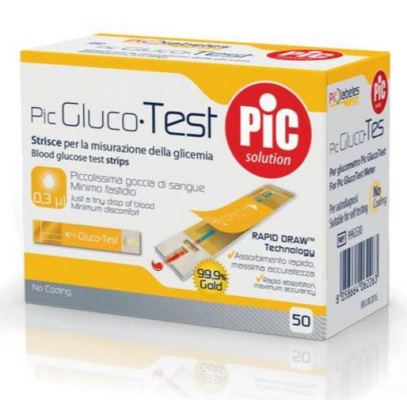 STRISCE MISURAZIONE GLICEMIA PIC GLUCOTEST 50 PEZZI - Farmafamily.it