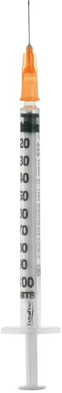 SIRINGA PER INSULINA EXTRAFINE 1ML 100 UI AGO REMOVIBILE 25 GAUGE 0,5X16 MM 1 PEZZO - Farmafamily.it