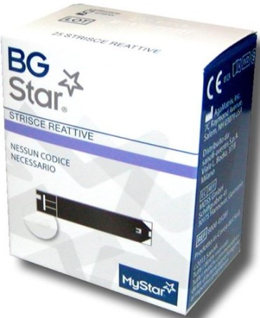STRISCE REATTIVE MISURAZIONE GLICEMIA BGSTAR MYSTAR 25 PEZZI - Farmafamily.it