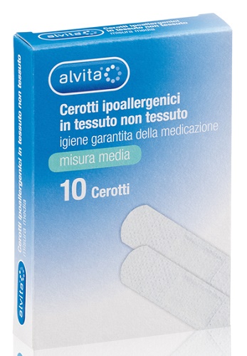 ALVITA CEROTTO IN TESSUTO NON TESSUTO ESTENSIBILE BIANCO CON TAMPONE ANTISETTICO MEDIO 10 PEZZI - Farmafamily.it