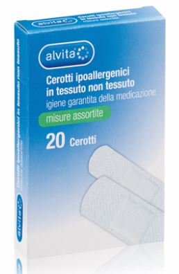 ALVITA CEROTTO IN TESSUTO NON TESSUTO ESTENSIBILE BIANCO CON TAMPONE ANTISETTICO ASSORTITO 20 PEZZI - Farmafamily.it