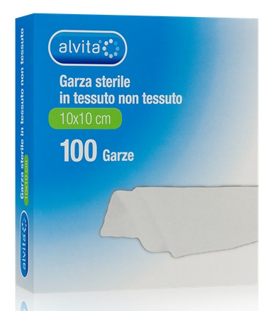 ALVITA GARZA STERILE IN TESSUTO NON TESSUTO 10X10CM 100 PEZZI - Farmafamily.it