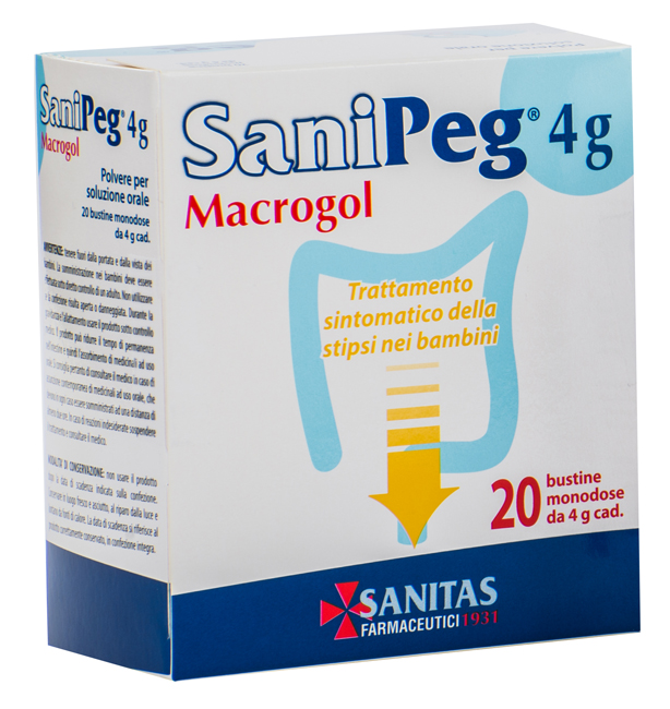 SANIPEG MACROGOL POLVERE PER SOLUZIONE ORALE 20 BUSTINE DA 4 G - Farmafamily.it