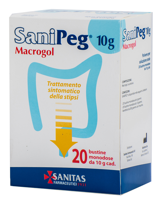 SANIPEG MACROGOL POLVERE PER SOLUZIONE ORALE 20 BUSTE DA 10 G - Farmafamily.it