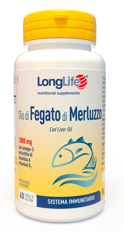 LONGLIFE OLIO FEGATO MERLUZZO 1000 MG 60 PERLE IN GELATINA - Farmafamily.it