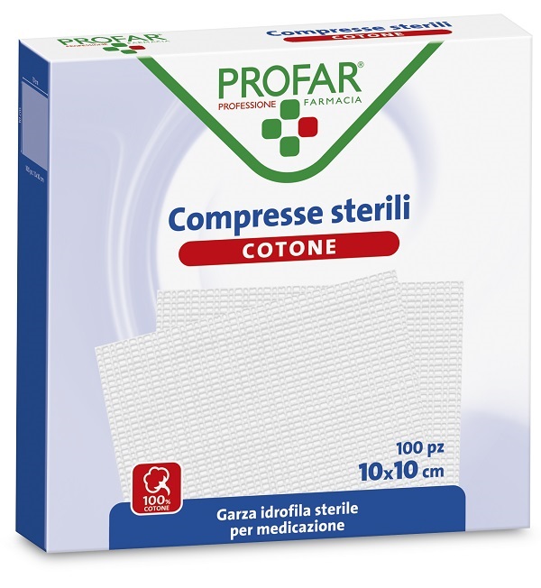 COMPRESSE IN COTONE 100 PEZZI 10 X 10 CM PROFAR - Farmafamily.it