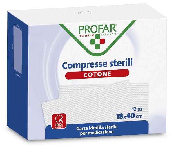 COMPRESSE IN COTONE 12 PEZZI 18 X 40 CM PROFAR - Farmafamily.it