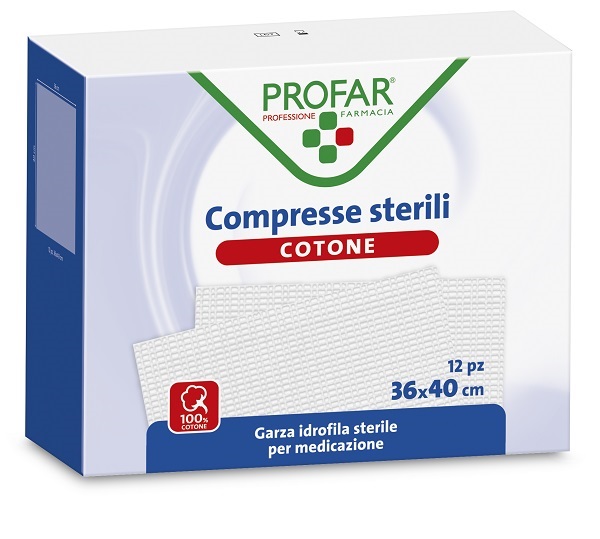 COMPRESSE IN COTONE 12 PEZZI 36 X 40 CM PROFAR - Farmafamily.it