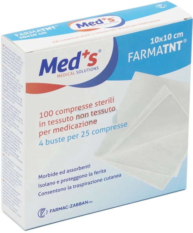 GARZA COMPRESSA MEDS TESSUTO NON TESSUTO 10X10CM 100 PEZZI - Farmafamily.it