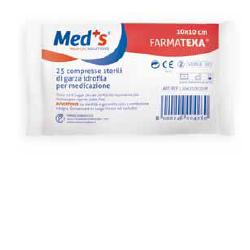 GARZA COMPRESSA IDROFILA MEDS FARMATEXA 12/8 10X10CM 25 PEZZI - Farmafamily.it