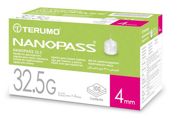 AGO PER PENNA DA INSULINA NANOPASS 32,5 GAUGE LUNGHEZZA 4 MM 100 PEZZI - Farmafamily.it