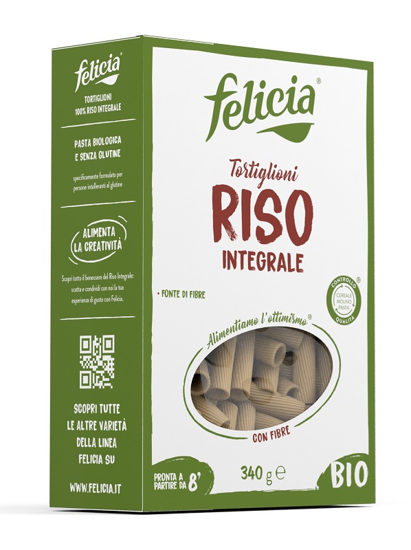 FELICIA BIO RISO INTEGRALE TORTIGLIONI 340 G - Farmafamily.it