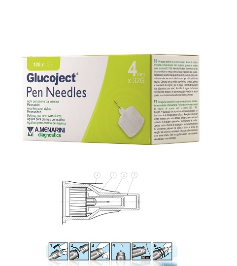 AGO PER PENNA DA INSULINA GLUCOJECT LUNGHEZZA 4 MM GAUGE 32 100 PEZZI - Farmafamily.it