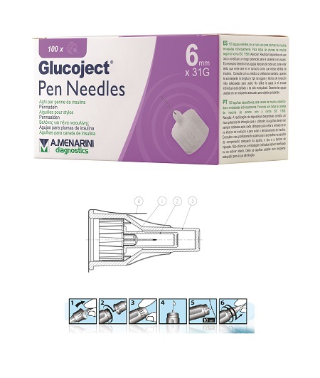 AGO PER PENNA DA INSULINA GLUCOJECT LUNGHEZZA 6 MM GAUGE 31 100 PEZZI - Farmafamily.it