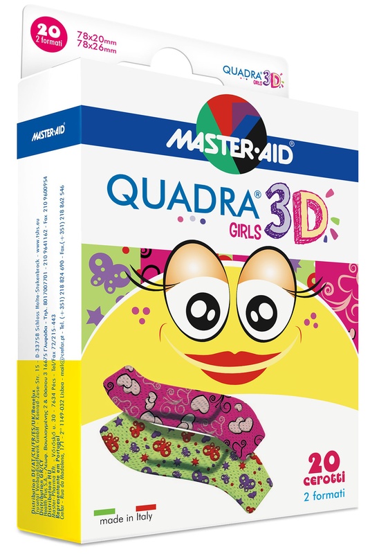 CEROTTO MASTER-AID QUADRA 3D GIRLS 20 PEZZI ASSORTITI - Farmafamily.it