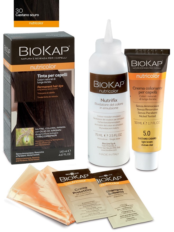 BIOKAP NUTRICOLOR 3,0 NEW CASTANO SCURO TINTA TUBO + FLACONE - Farmafamily.it