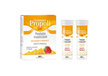 GOLASEPT PROPOLI BABY 24 COMPRESSE MASTICABILI FRAGOLA - Farmafamily.it