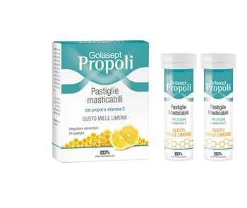 GOLASEPT PROPOLI 24 COMPRESSE MASTICABILI MIELE LIMONE - Farmafamily.it