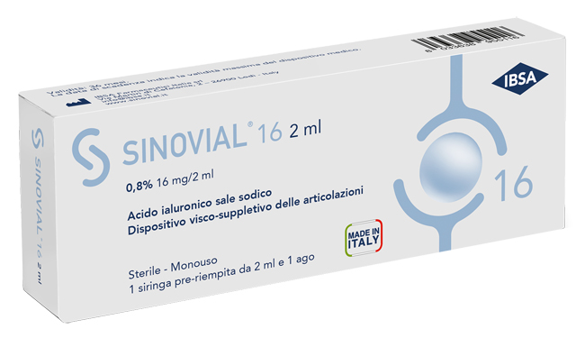 SIRINGA INTRA-ARTICOLARE SINOVIAL 16 ACIDO IALURONICO 0,8% 16 MG/2 ML 1 FS + AGO GAUGE 21 1 PEZZO - Farmafamily.it
