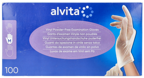 GUANTI DA ISPEZIONE ALVITA IN VINILE SENZA TALCO M 100 PEZZI - Farmafamily.it