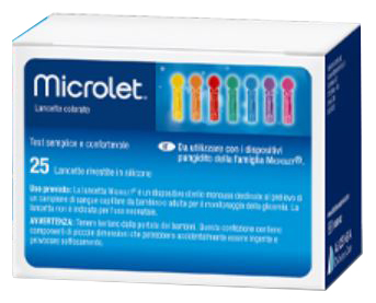 LANCETTE PUNGIDITO PER DISPOSITIVO MICROLET 25 PEZZI - Farmafamily.it