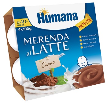 HUMANA MERENDA AL LATTE GUSTO CIOCCOLATO 100 G 4 PEZZI - Farmafamily.it