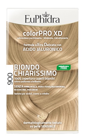 EUPHIDRA COLORPRO XD 900 BIONDO CHIARISSIMO GEL COLORANTE CAPELLI IN FLACONE + ATTIVANTE + BALSAMO + GUANTI - Farmafamily.it
