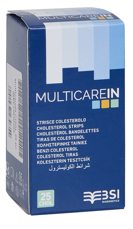 TEST COLESTEROLEMIA MULTICARE IN COLESTEROLO IN STRISCE CON ASPIRAZIONE CAPILLARE 25 PEZZI - Farmafamily.it