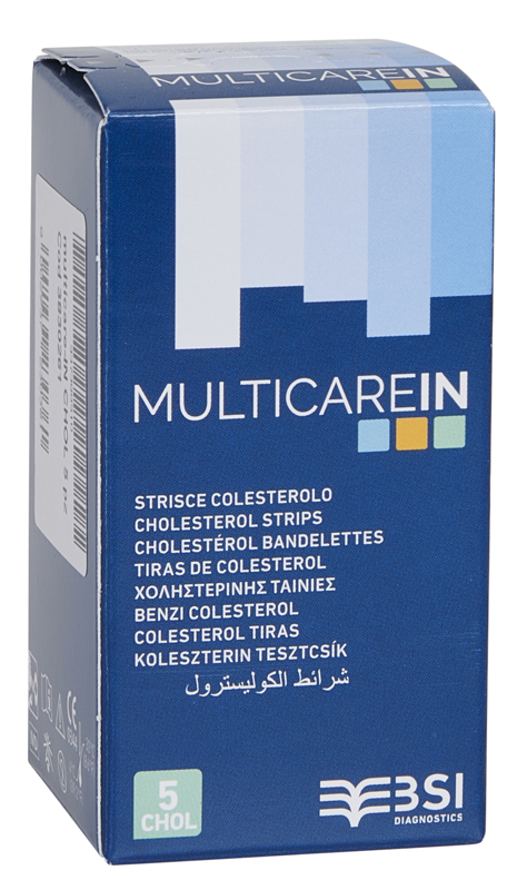 TEST COLESTEROLEMIA MULTICARE IN COLESTEROLO IN STRISCE CON ASPIRAZIONE CAPILLARE 5 PEZZI - Farmafamily.it
