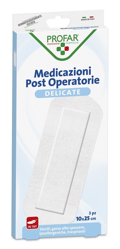 MEDICAZIONE POST OPERATORIA STERILE GARZA ANTIADERENTE 10X25 CM 3 PEZZI PROFAR - Farmafamily.it