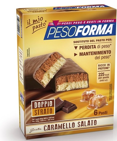 PESOFORMA BARRETTA AL CARAMELLO SALATO 12 PEZZI DA 31 G - Farmafamily.it