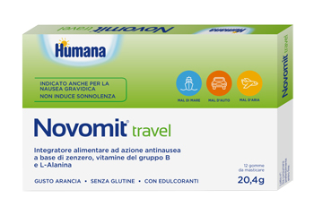 NOVOMIT TRAVEL 12 GOMME DA MASTICARE GUSTO ARANCIA - Farmafamily.it