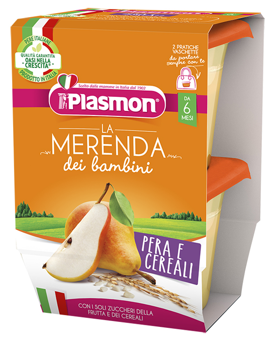 PLASMON LA MERENDA DEI BAMBINI SAPORI DI NATURA PERA CEREALI ASETTICO 2 X 120 G - Farmafamily.it