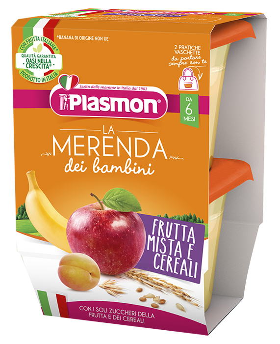 PLASMON LA MERENDA DEI BAMBINI MERENDE FRUTTA CEREALI ASETTICO 2 X 120 G - Farmafamily.it
