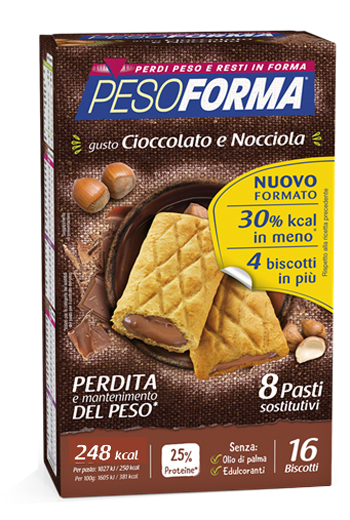 PESOFORMA BISCOTTO CIOCCOLATO NOCCIOLA 16 PEZZI 33 G - Farmafamily.it