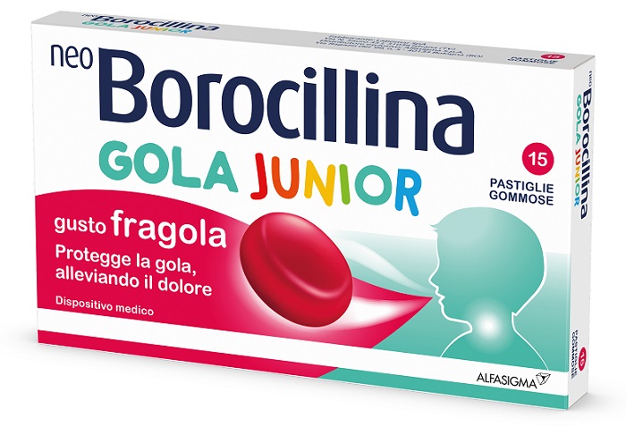 NEOBOROCILLINA GOLA JUNIOR 15 PASTIGLIE GUSTO FRAGOLA - Farmafamily.it