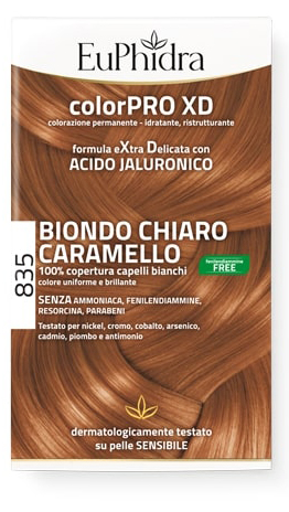 EUPHIDRA COLORPRO GEL COLORANTE CAPELLI XD 835 CARAMELLO 50 ML + ATTIVANTE + BALSAMO + GUANTI - Farmafamily.it